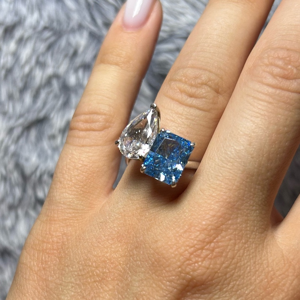 Sterling silver Elegant Blue and Silver Women's Ring